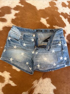 Miss Me Light Blue Star Print Denim Cutoff Shorts 4th of July